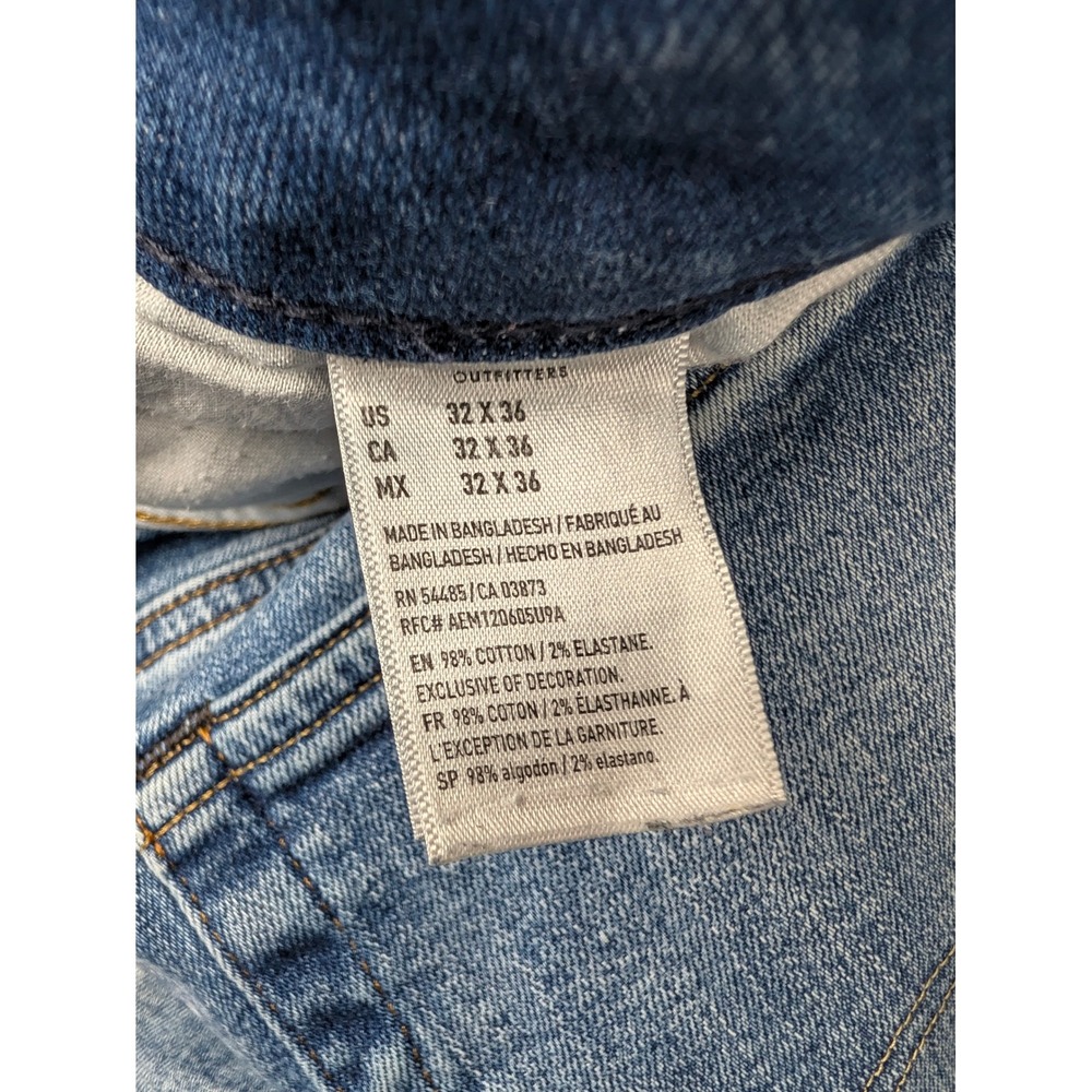 American Eagle Airflex+ Slim Jeans Mens 32x36 Light Wash Blue Denim Pants - Picture 4 of 8